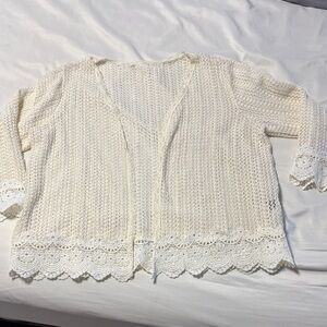 Chic Cream Cardigan with Lace Detail